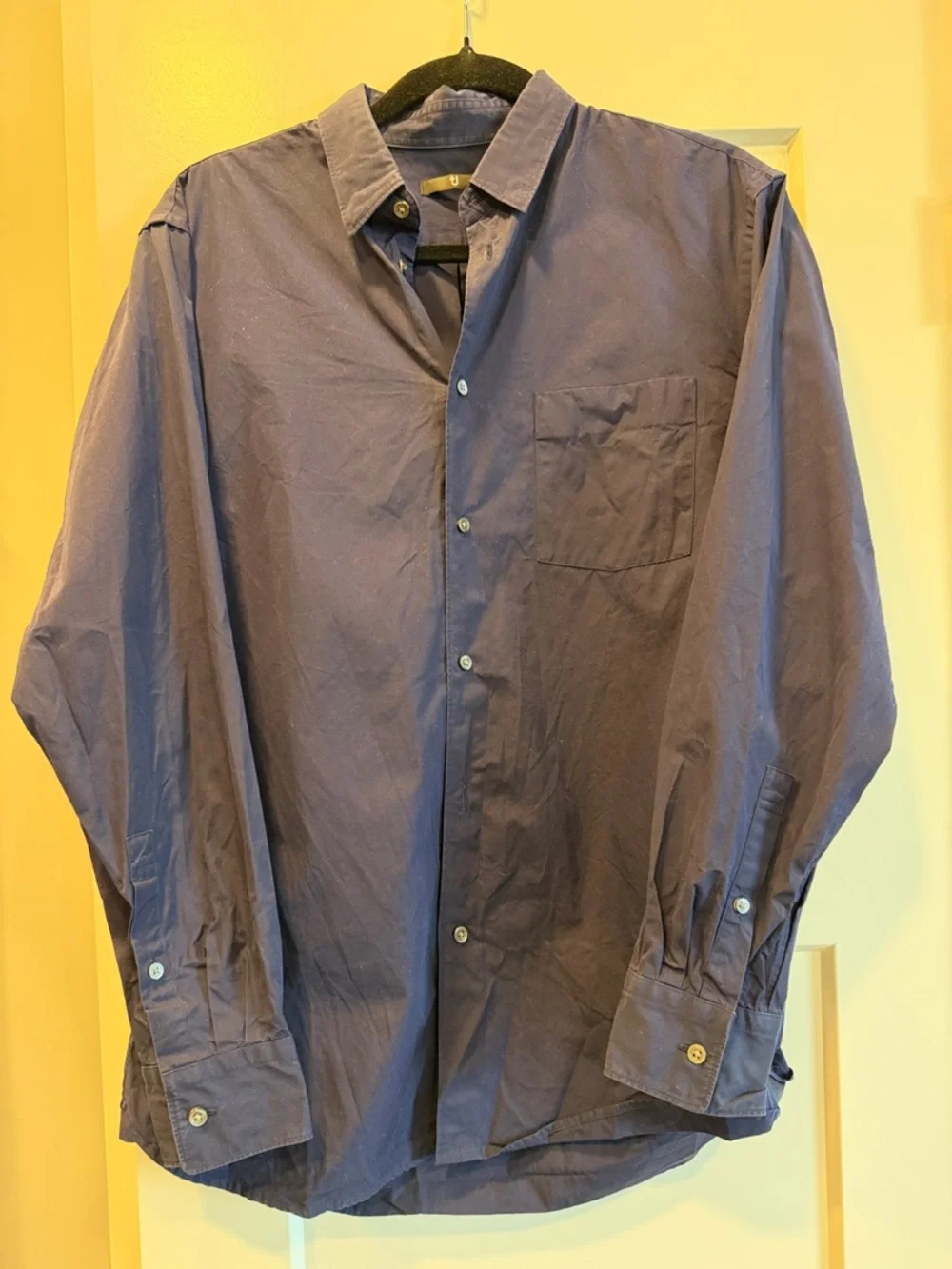 +J Uniqlo Supima Cotton Regular Fit Long Sleeve Navy Shirt - Picture 7 of 8